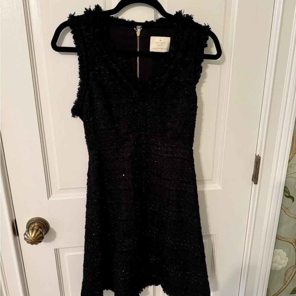 Kate Spade Black Sparkly Tweed Mini Dress